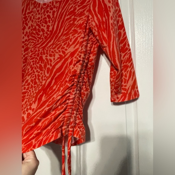 Sportelle Orange Animal Print Blouse - Picture 3 of 5